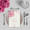 Menukaart Roze Boom van Geluk is een ontwerp met de roze 'Boom van Geluk' boom, perfect voor bij heerlijke maaltijd op jullie trouwdag